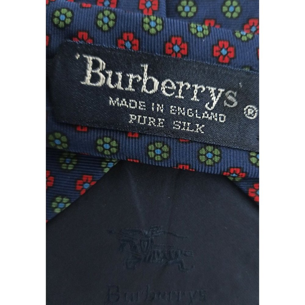BURBERRYS Blue Floral Silk Tie ENGLAND 57"/ 3.7" EC - Picture 3 of 4